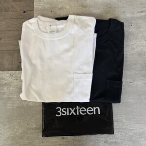 3sixteen Mens Black White 2 Pack Crewneck Short Sleeve Pocket T-Shirts S NEW